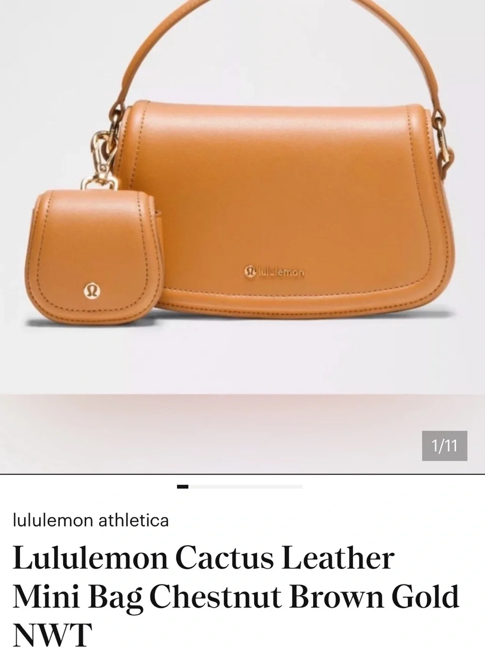 New Lululemon Cactus Leather Mini Bag Chestnut Brown Handbag Crossbody Shoulder - Picture 2 of 4